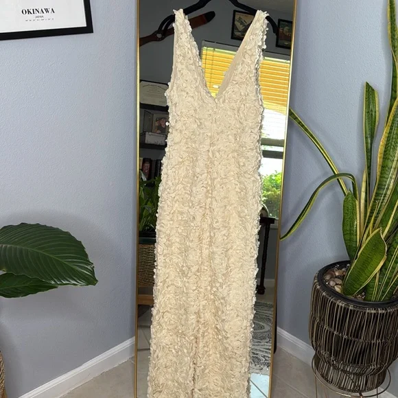 HOUSE OF CB 'Carena' Creme Plunge Floral Appliqué Maxi Dress NWT - Picture 10 of 13